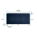 Buffet bahut de rangement d'appoint en bois, laqué gris/bleu, 4 portes, moderne, 152 cm