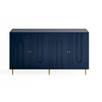 Buffet bahut de rangement d'appoint en bois, laqué gris/bleu, 4 portes, moderne, 152 cm