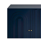 Buffet bahut de rangement d'appoint en bois, laqué gris/bleu, 4 portes, moderne, 152 cm