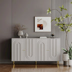 Buffet bahut de rangement d'appoint en bois, laqué gris/bleu, 4 portes, moderne, 152 cm