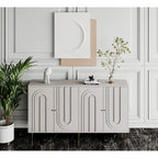 Buffet bahut de rangement d'appoint en bois, laqué gris/bleu, 4 portes, moderne, 152 cm