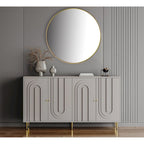 Buffet bahut de rangement d'appoint en bois, laqué gris/bleu, 4 portes, moderne, 152 cm