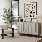 Buffet bahut de rangement d'appoint en bois, laqué gris/bleu, 4 portes, moderne, 152 cm