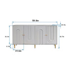 Buffet bahut de rangement d'appoint en bois, laqué gris/bleu, 4 portes, moderne, 152 cm