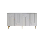 Buffet bahut de rangement d'appoint en bois, laqué gris/bleu, 4 portes, moderne, 152 cm
