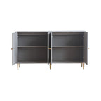 Buffet bahut de rangement d'appoint en bois, laqué gris/bleu, 4 portes, moderne, 152 cm