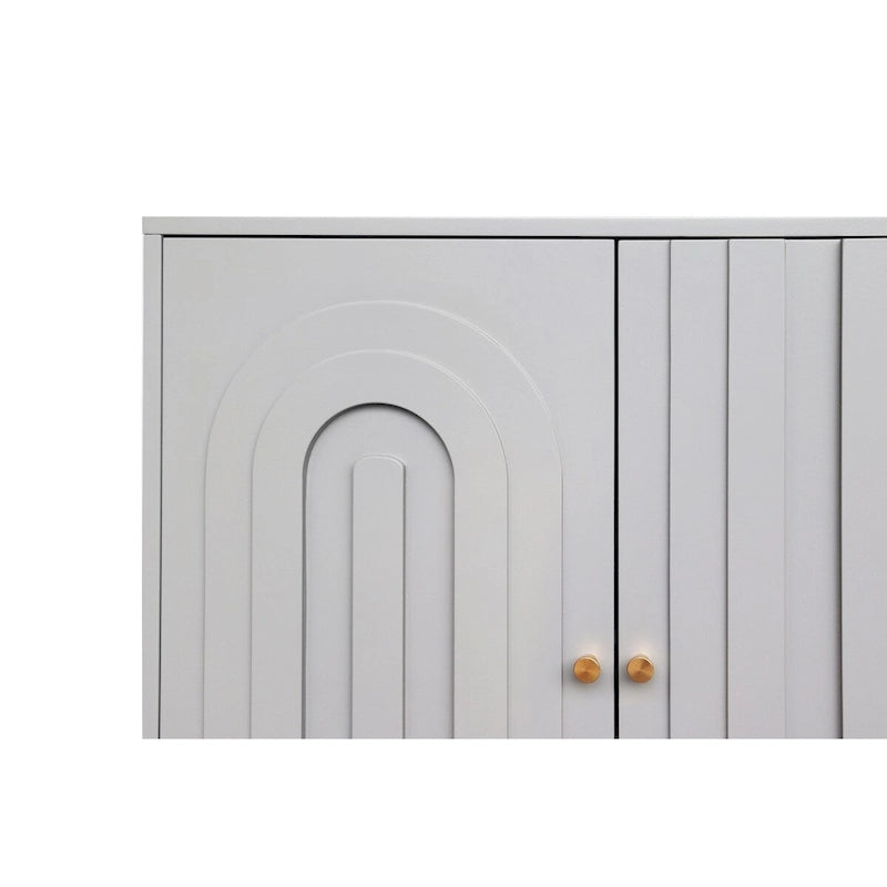 Buffet bahut de rangement d'appoint en bois, laqué gris/bleu, 4 portes, moderne, 152 cm