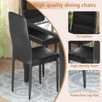 Ensemble de salle à manger 7 pièces de style moderne avec table à plateau en verre trempé et 6 chaises rembourrées en cuir PU