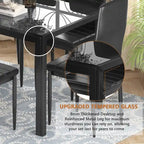 Ensemble de salle à manger 7 pièces de style moderne avec table à plateau en verre trempé et 6 chaises rembourrées en cuir PU