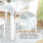 Ensemble de salle à manger 7 pièces de style moderne avec table à plateau en verre trempé et 6 chaises rembourrées en cuir PU