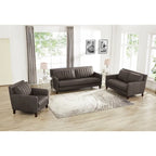 Ensemble canapé, causeuse et fauteuil en cuir pleine fleur