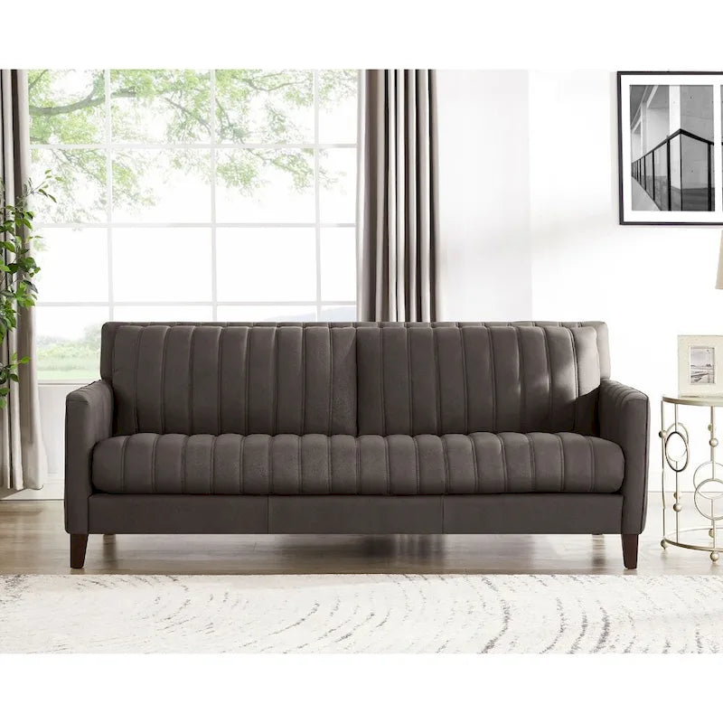 Ensemble canapé, causeuse et fauteuil en cuir pleine fleur