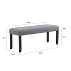 Banc rembourré moderne de 112 cm avec pieds en bois et clous décoratifs