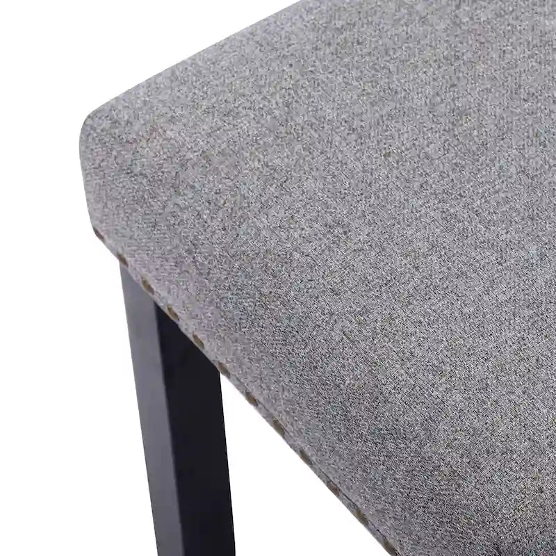 Banc rembourré moderne de 112 cm avec pieds en bois et clous décoratifs