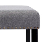 Banc rembourré moderne de 112 cm avec pieds en bois et clous décoratifs