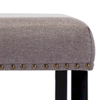 Banc rembourré moderne de 112 cm avec pieds en bois et clous décoratifs