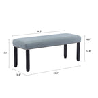 Banc rembourré moderne de 112 cm avec pieds en bois et clous décoratifs