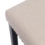 Banc rembourré moderne de 112 cm avec pieds en bois et clous décoratifs