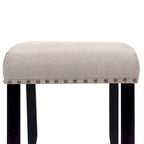 Banc rembourré moderne de 112 cm avec pieds en bois et clous décoratifs
