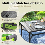 Grande table de salle à manger de patio en métal, table rectangulaire d'extérieur en acier pour 8 personnes