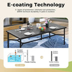 Grande table de salle à manger de patio en métal, table rectangulaire d'extérieur en acier pour 8 personnes