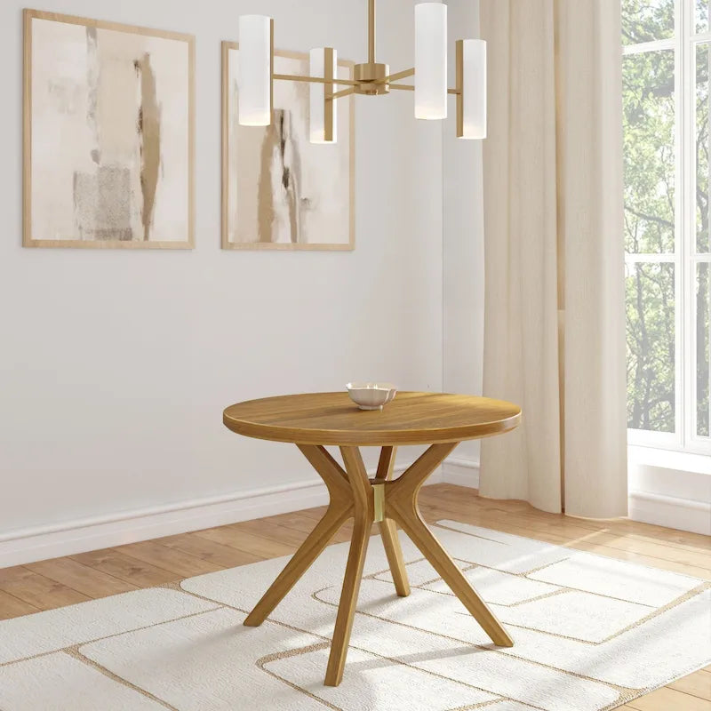 Table à manger ronde à pieds croisés de 38 pouces