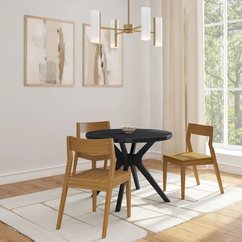 Table à manger ronde à pieds croisés de 38 pouces