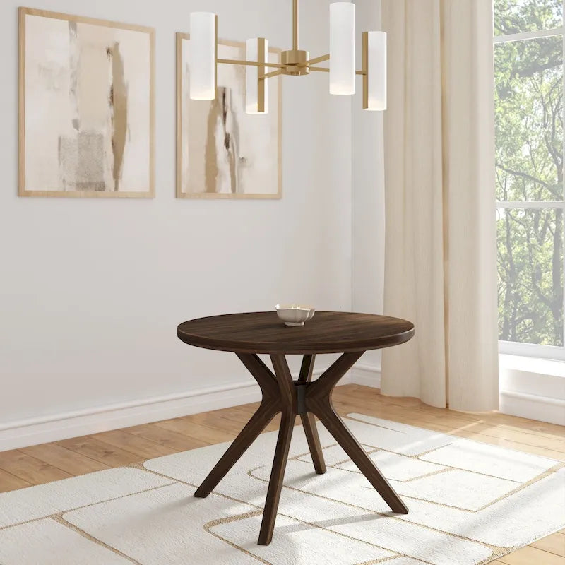 Table à manger ronde à pieds croisés de 38 pouces