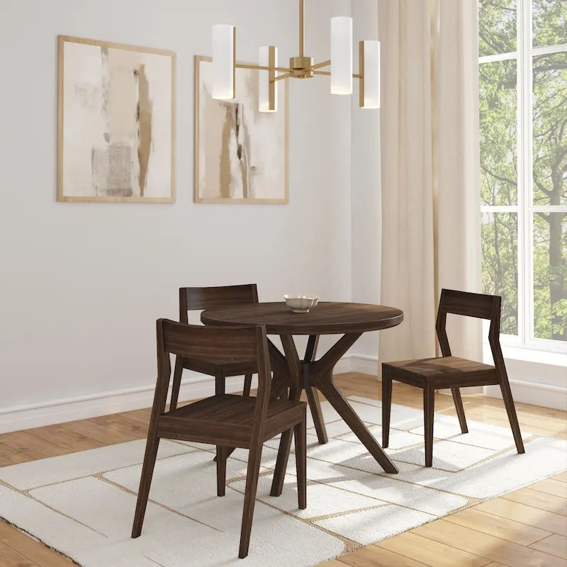Table à manger ronde à pieds croisés de 38 pouces