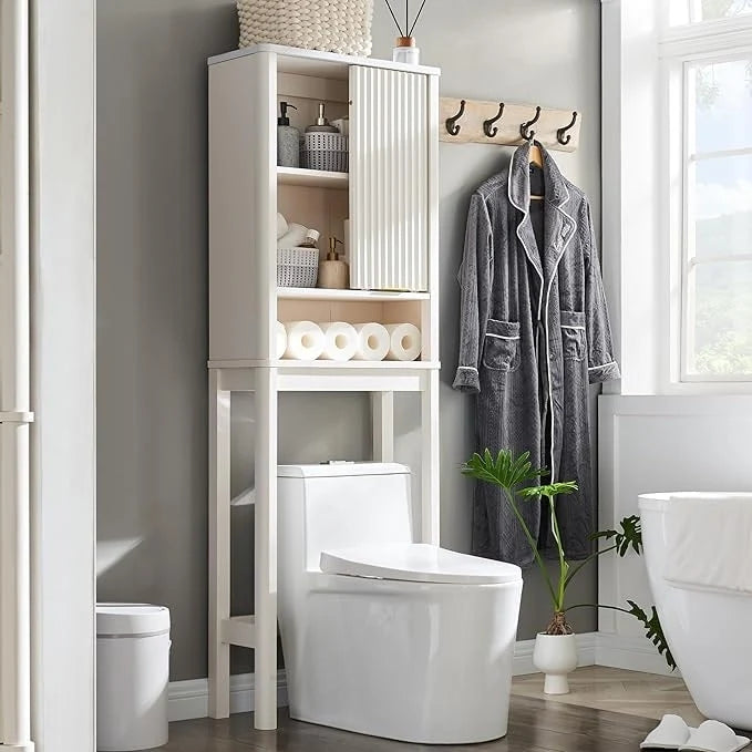 Meuble de rangement moderne de 68 po à placer au-dessus des toilettes, meuble d'appoint haut en bois - N/A