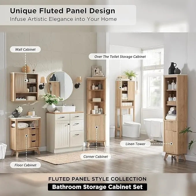 Meuble de rangement moderne de 68 po à placer au-dessus des toilettes, meuble d'appoint haut en bois - N/A