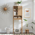 Meuble de rangement moderne de 68 po à placer au-dessus des toilettes, meuble d'appoint haut en bois - N/A