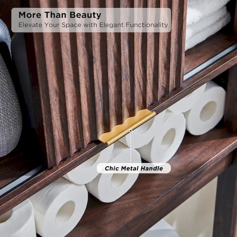 Meuble de rangement moderne de 68 po à placer au-dessus des toilettes, meuble d'appoint haut en bois - N/A
