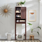 Meuble de rangement moderne de 68 po à placer au-dessus des toilettes, meuble d'appoint haut en bois - N/A