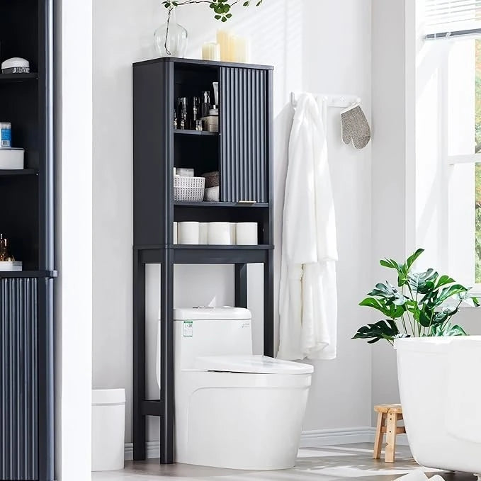 Meuble de rangement moderne de 68 po à placer au-dessus des toilettes, meuble d'appoint haut en bois - N/A