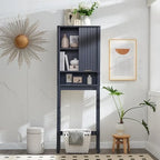 Meuble de rangement moderne de 68 po à placer au-dessus des toilettes, meuble d'appoint haut en bois - N/A