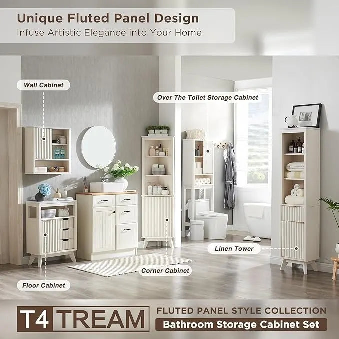 Meuble de rangement moderne de 68 po à placer au-dessus des toilettes, meuble d'appoint haut en bois - N/A