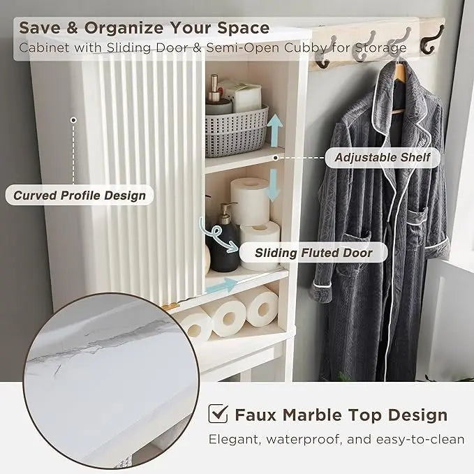Meuble de rangement moderne de 68 po à placer au-dessus des toilettes, meuble d'appoint haut en bois - N/A