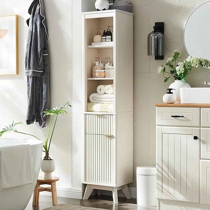 Armoire de rangement étroite de salle de bain de 68 po avec dessus en faux marbre