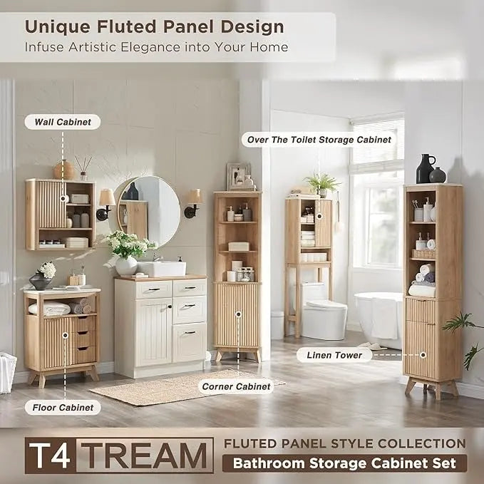 Armoire de rangement étroite de salle de bain de 68 po avec dessus en faux marbre