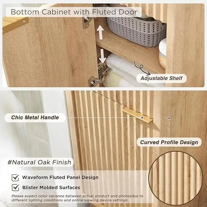 Armoire de rangement étroite de salle de bain de 68 po avec dessus en faux marbre