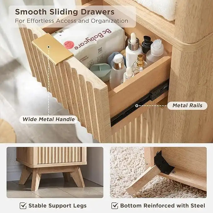 Armoire de rangement étroite de salle de bain de 68 po avec dessus en faux marbre
