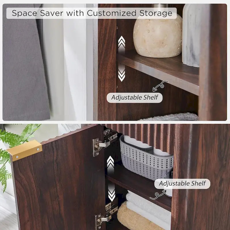 Armoire de rangement étroite de salle de bain de 68 po avec dessus en faux marbre