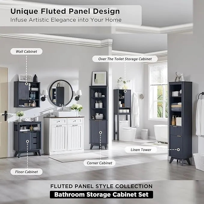 Armoire de rangement étroite de salle de bain de 68 po avec dessus en faux marbre