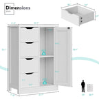 Meuble de rangement de salle de bain sur pied, Meuble de rangement de cuisine avec 4 tiroirs et 1 porte