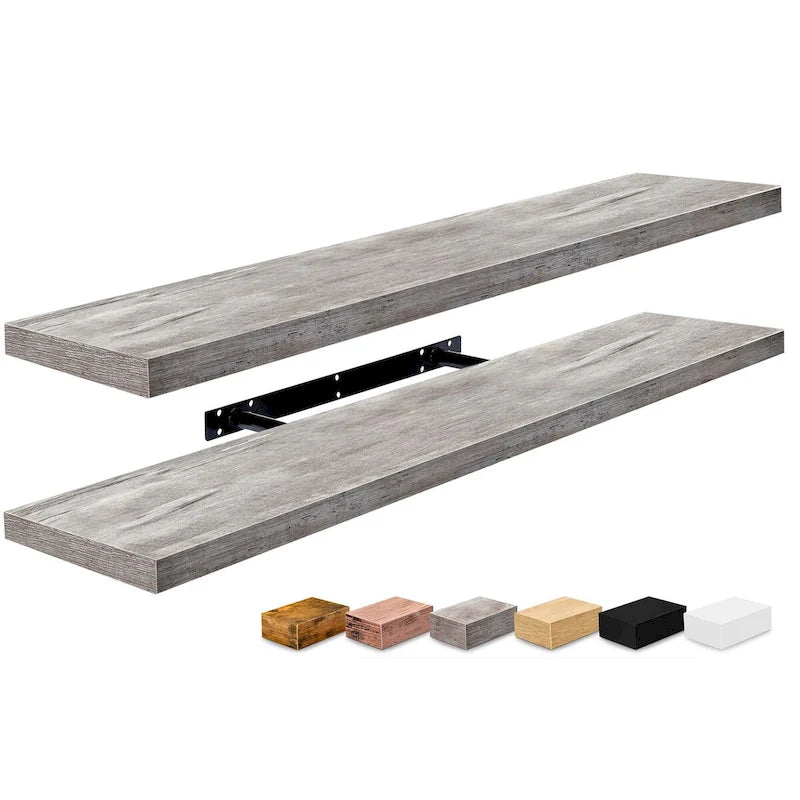 Longues étagères flottantes murales lot de 2 - 89 cm (L) x 23 cm (l) x 3,8 cm (H)