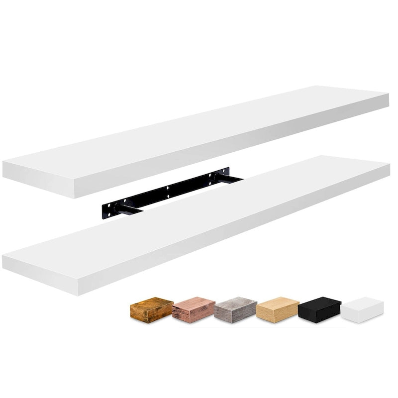 Longues étagères flottantes murales lot de 2 - 89 cm (L) x 23 cm (l) x 3,8 cm (H)