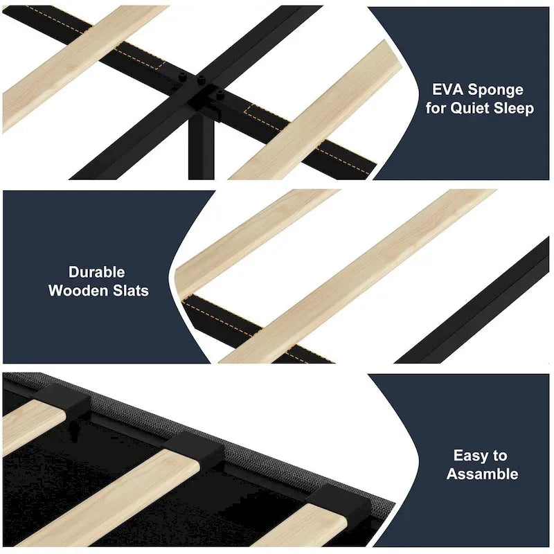 Cadre de lit plateforme avec 4 tiroirs de rangement