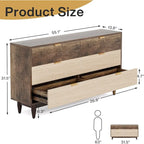 Commode de 55 pouces pour chambre à coucher, longue commode double organisatrice en bois verte