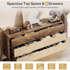 Commode de 55 pouces pour chambre à coucher, longue commode double organisatrice en bois verte